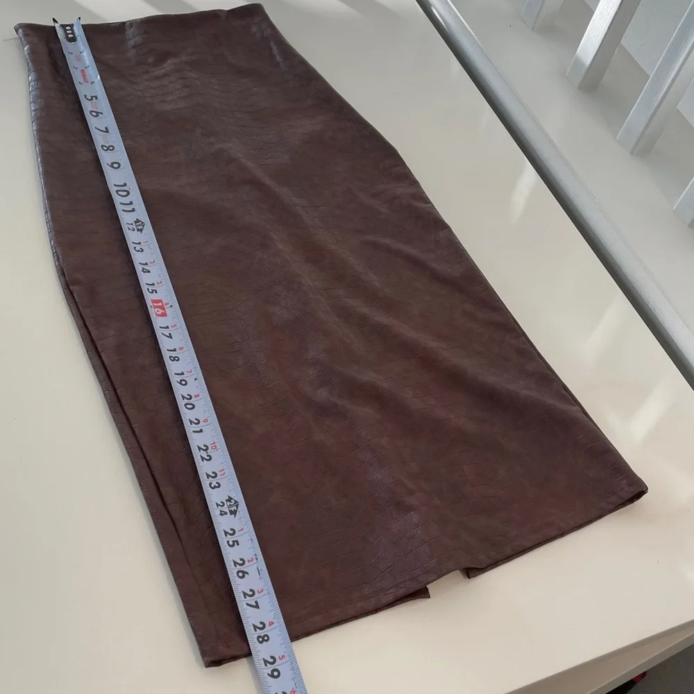 Commando Brown Snake Print faux leather Pencil skirt size Small